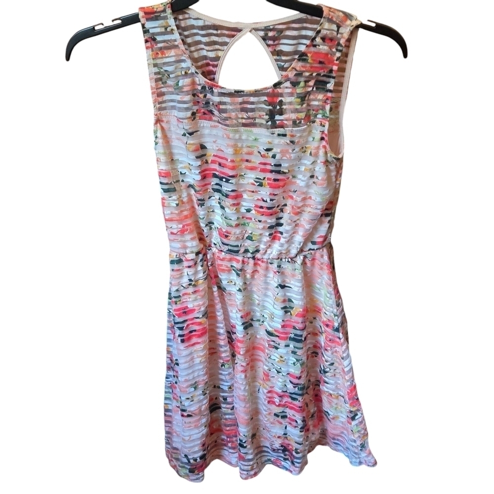 Trixxi Multicolored Halter Sundress Mini Semi Sheer Overlay Fit & Flare Junior 3